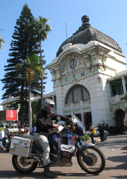 at the historic railway station in maputo.JPG